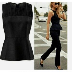 CAbi Black Peplum Blouse Top #3080